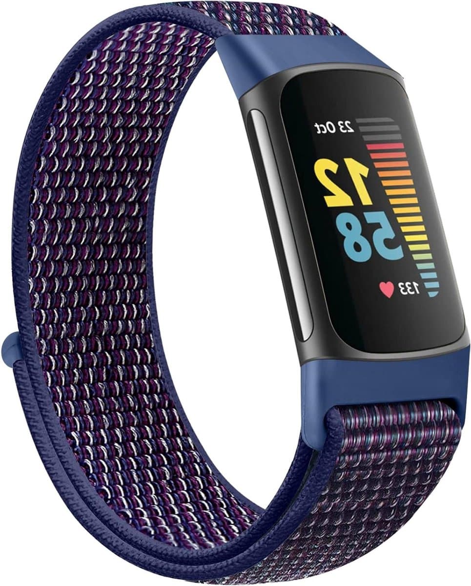 Verstelbare en Ademend Nylon Sportband voor Fitbit Charge 5 - Vervangende Band voor Fitness Tracker voor Dames en Heren