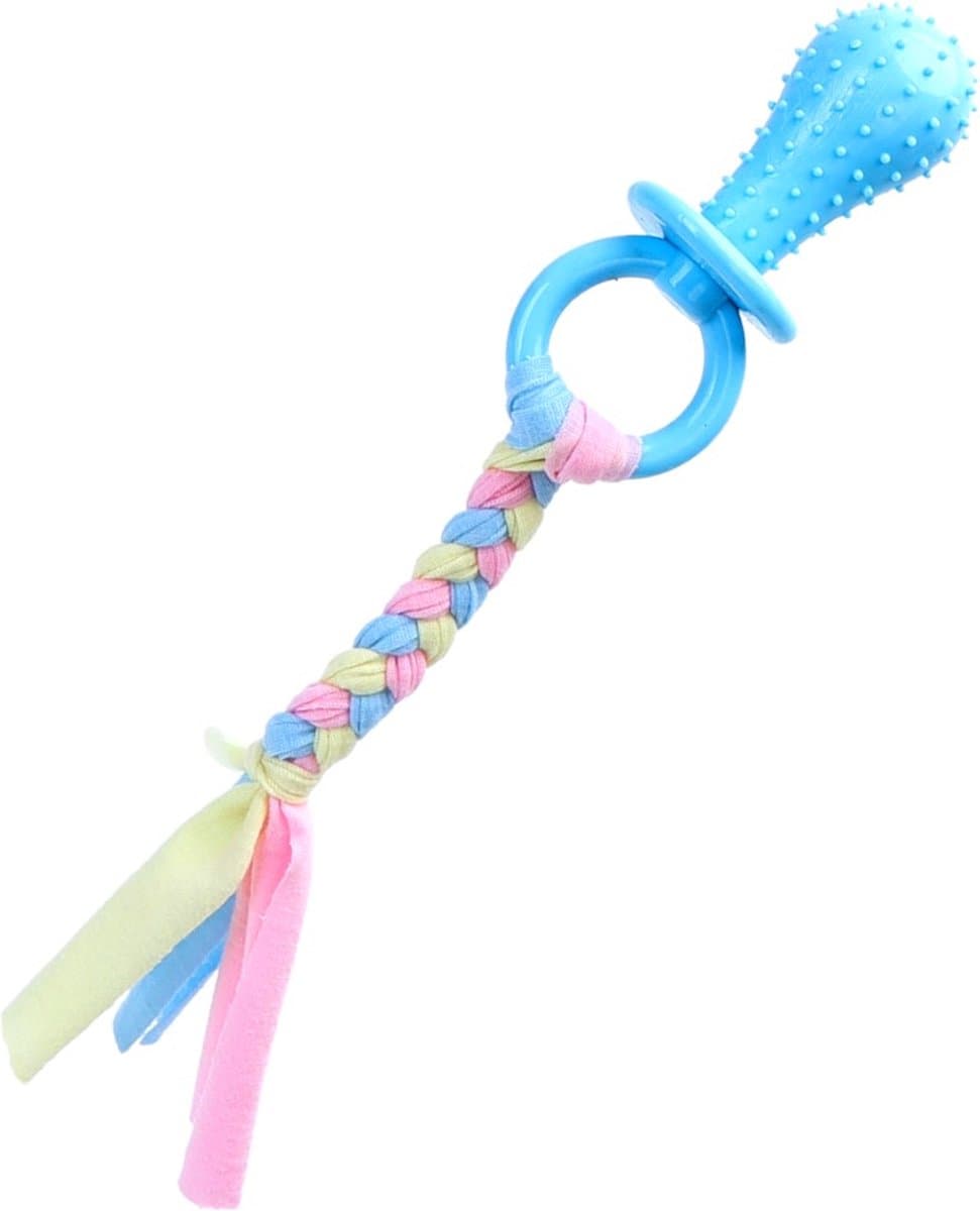 Nobleza Puppyspeeltje - Puppy kauwspeelgoed - Speen met flostouw - Kauwspeelgoed - 24 cm - Blauw