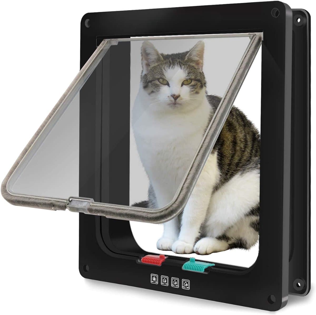 SNJY® Kattenluik met Microchip - Kattenluik met Chip - Kattenluik met Chipherkenning - 24,9B x 24,9H cm - Zwart