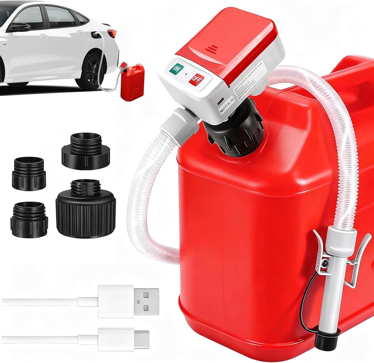 Hevelpompen - Elektrische Hevelpomp - 9.2L/min - Elektrische Hevelpomp met Auto-Stop Sensor - USB Oplaadbare Brandstofpomp - Transferpomp - Mobiele Vloeistofpomp - Universele Hevelaar - voor Diesel, Benzine en Water