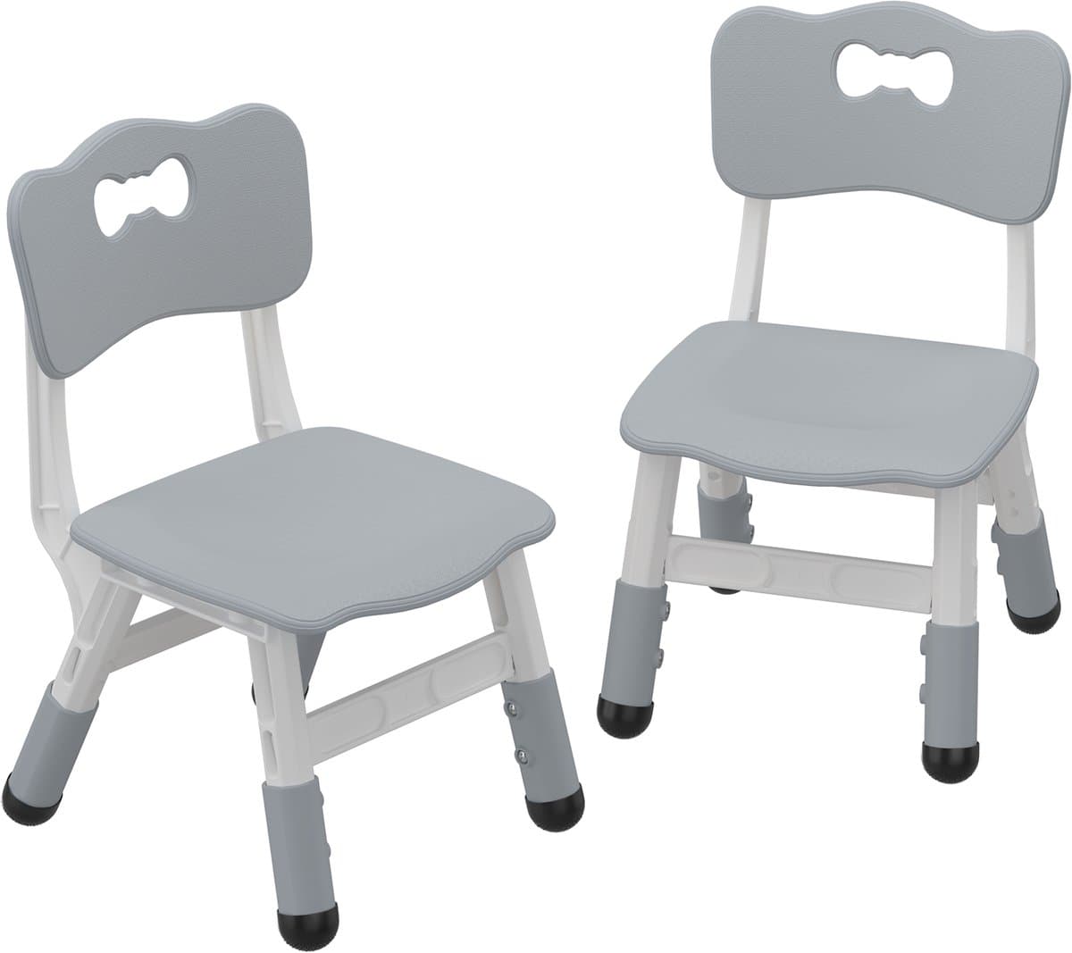 Kinderstoel Set van 2 met hoogte verstelbare stoel, Plastic peuterstoelen voor kinderen jongens meisjes, Kinderen Hangmat stoel, Booster stoelen voor peuters, Donkergrijs