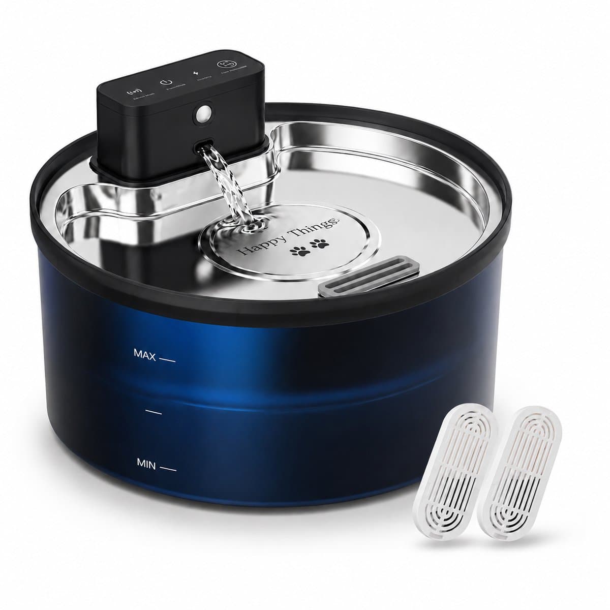 Happy Things Draadloze Drinkfontein Kat en Hond ZR20 Model - 3.2L - RVS - met Sensor - Geruisloos