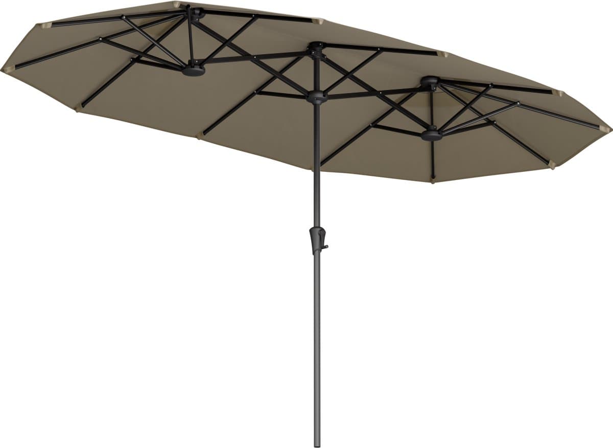 LifeGoods Dubbele Parasol - Tuin - 220x400cm - tot 8 Personen - Waterdicht - UPF50+ - Taupe - afbeelding 1