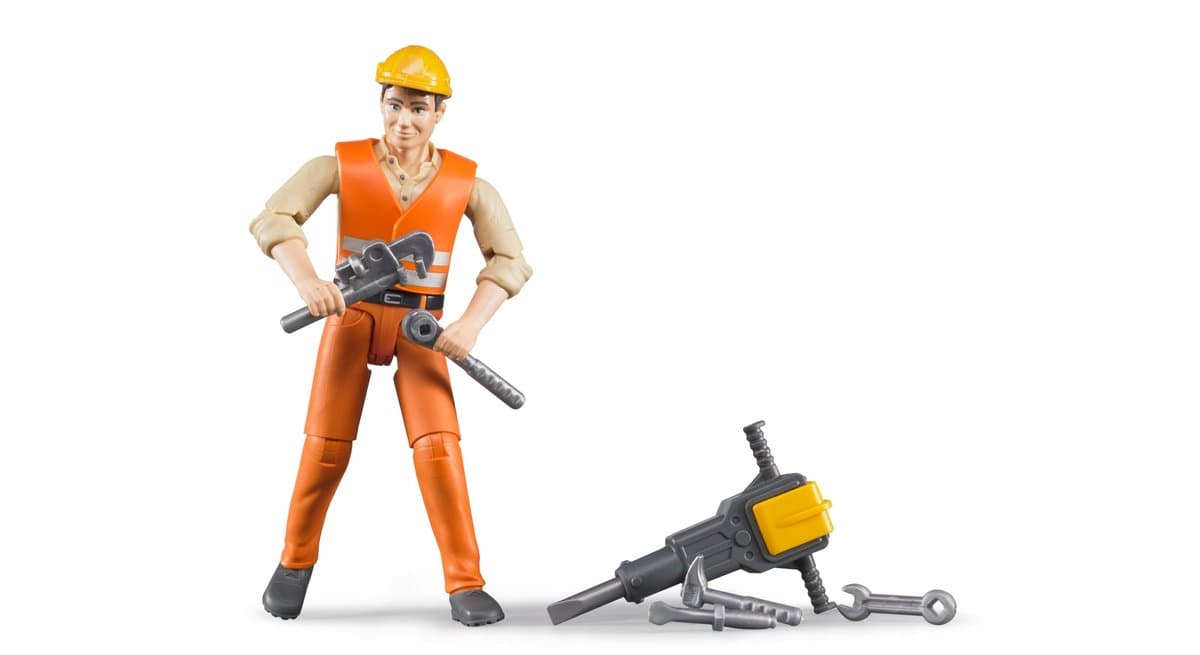 Bruder bworld Bouwvakker speelfiguur met accessoires - afbeelding 1