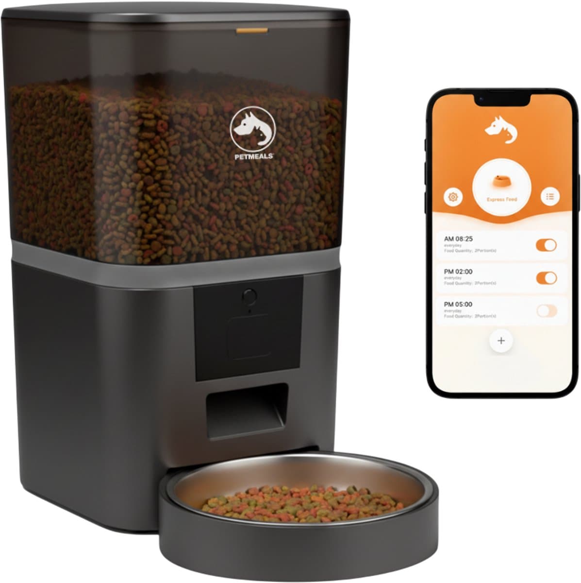 PetMeals® SmartFeed Pro - Automatische Voerbak - WiFi & App Bediening - 6L Inhoud - Voor Katten & Honden - Zwart