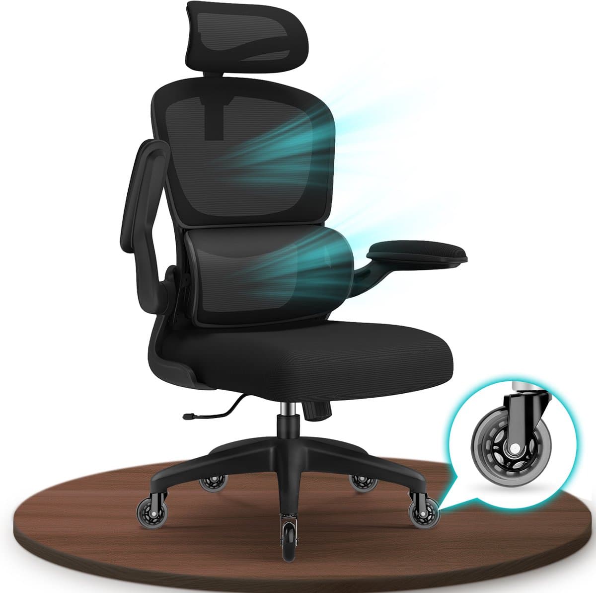 Elekiatech Bureaustoel - opklapbare armen, ergonomisch verstelbaar