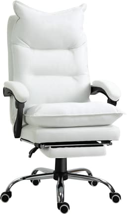 Productfoto van Bureaustoel - ergonomische bureaustoel met verstelbare rugleuning - in hoogte verstelbaar - 66 x 72 x 130 cm - wit