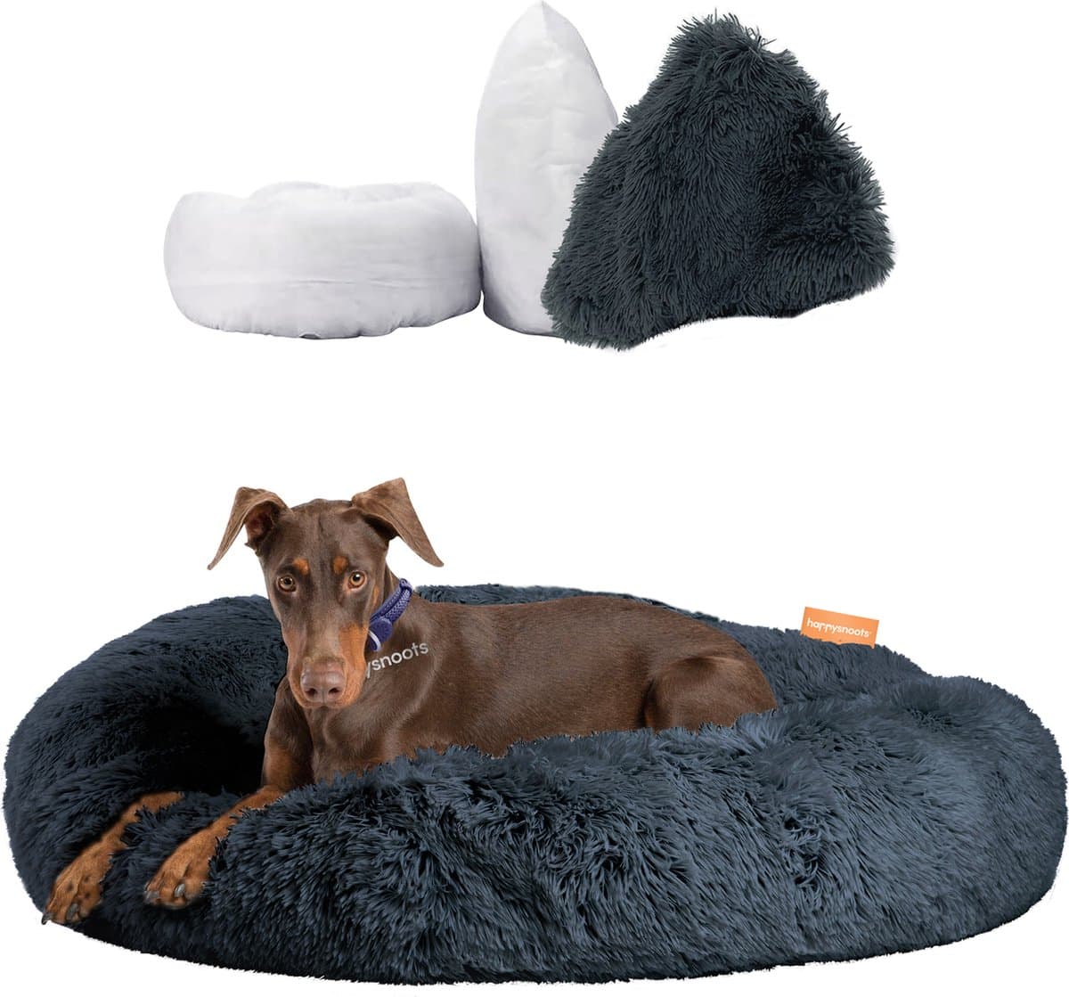 Happysnoots Donut Hondenmand 100cm - Grijs Hondenbed - Dog Bed - Wasbaar Hondenkussen