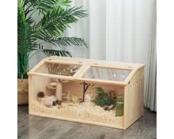 Sweiko Houten hamsterkooi - Medium - Transparant - Knaagdier kooi - Natuurlijk