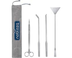 Nobleza Aquarium schoonmaak set - Aquariumreiniging - Lange schaar, pincetten, en schraper - RVS