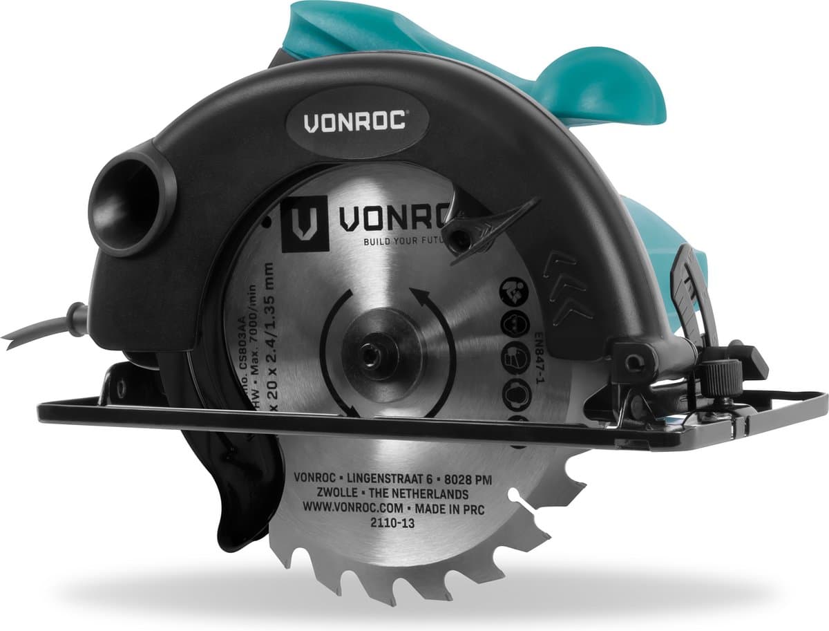 VONROC Cirkelzaag 1200W 185mm met parallelgeleider