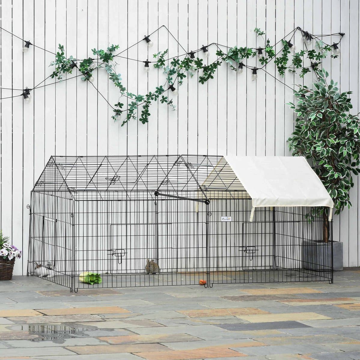 HAUSS SPOLE Ren - Opvouwbaar Met Zonwerend Dak - 220 x 103 x 103 cm - Polyethyleen - Zwart - Voor Knaagdieren Buiten