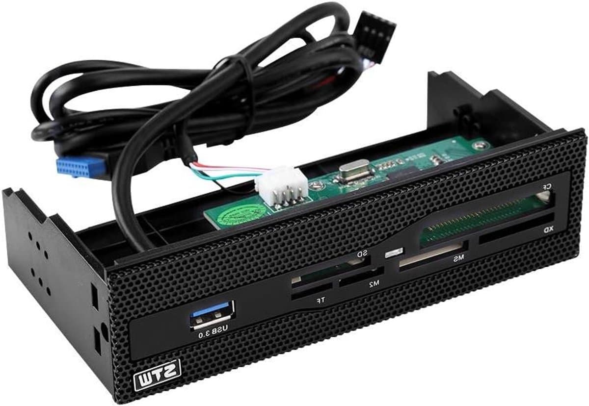 Interne PC Kaartlezer - Geheugenkaartlezer - Snelle Data Overdracht - 6 Kaartsleuven - 15.8 x 8.5 x 4.2 cm - Zwart