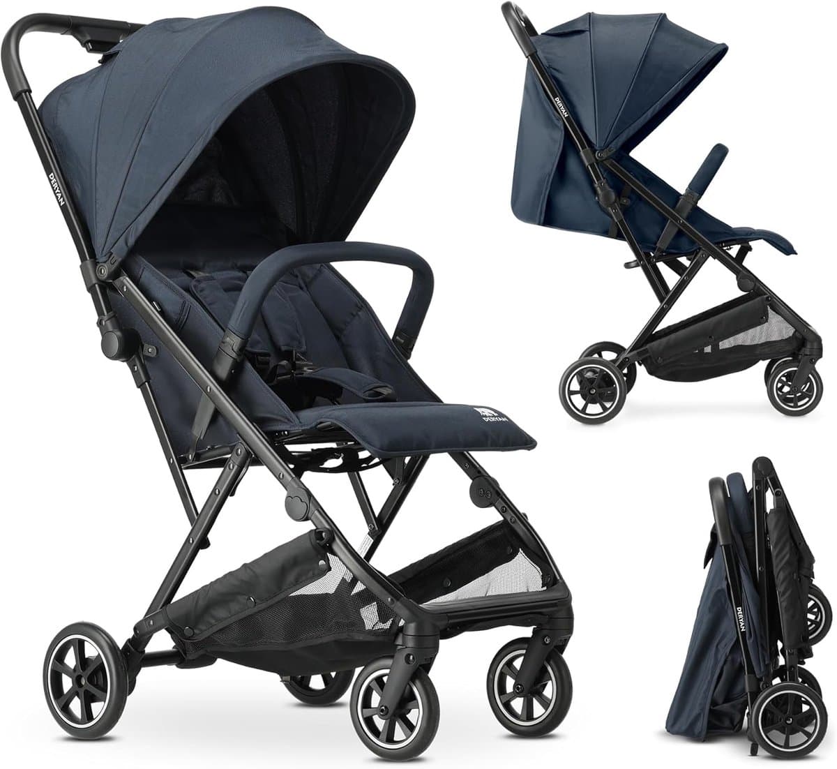 Reisbuggy - Compacte Buggy - Onderweg Slapen - Eén Hand Inklapbaar - Tot 22 kg - Donkerblauw