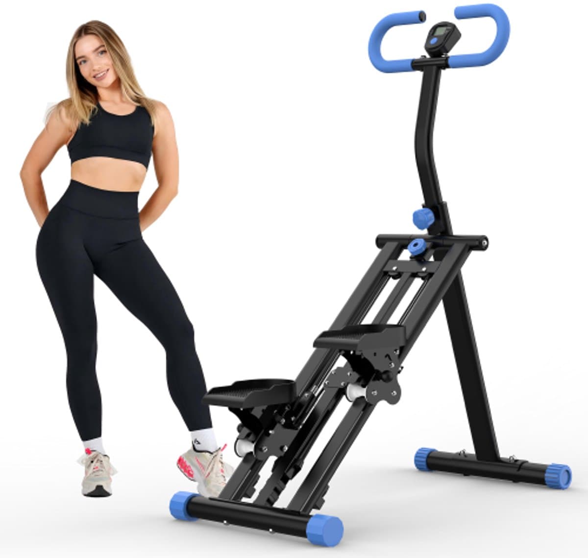 Stair Stepper - Instelbare Weerstand - Vertical Climber - Stair Stepper voor thuistraining - LED-display - Antislip-pedalen - Inklapbaar - Draagvermogen 120 kg - Blauw