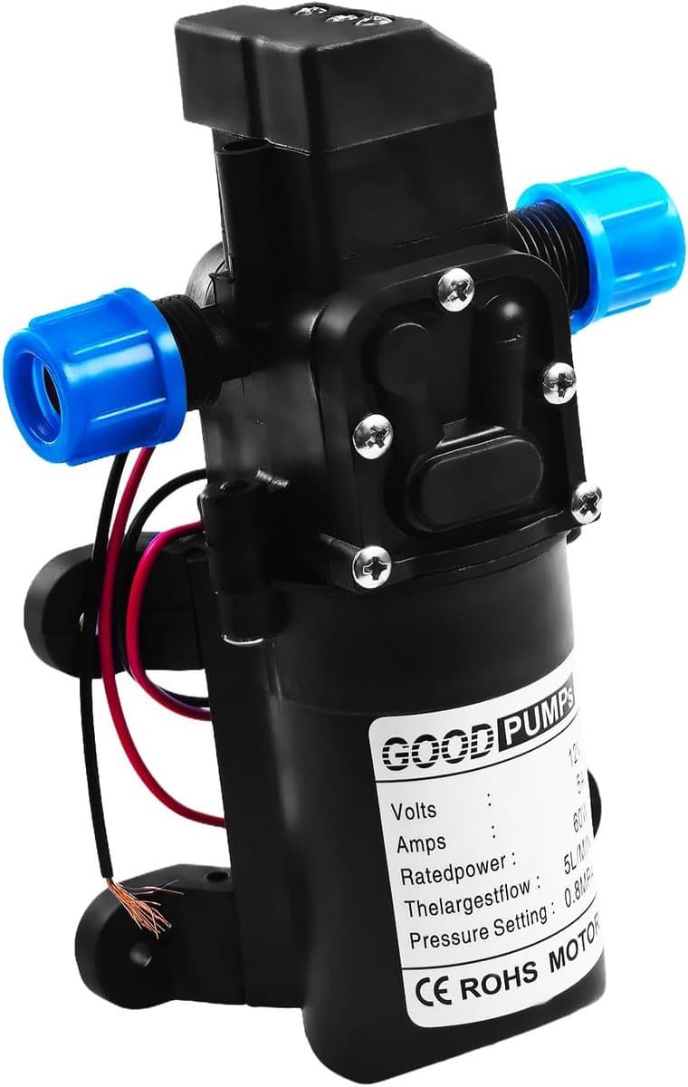 Zelfaanzuigende Waterpomp - Kampeerpomp Hogedruk - Camper Reiniging Tuin - Automatische Drukschakelaar - 45L Per Minuut - Zwart
