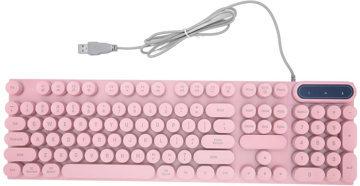 104 Toetsen Gaming Toetsenbord Bedraad Compact Multimediatoetsen Ergonomisch Desktoplaptop (PINK) .
