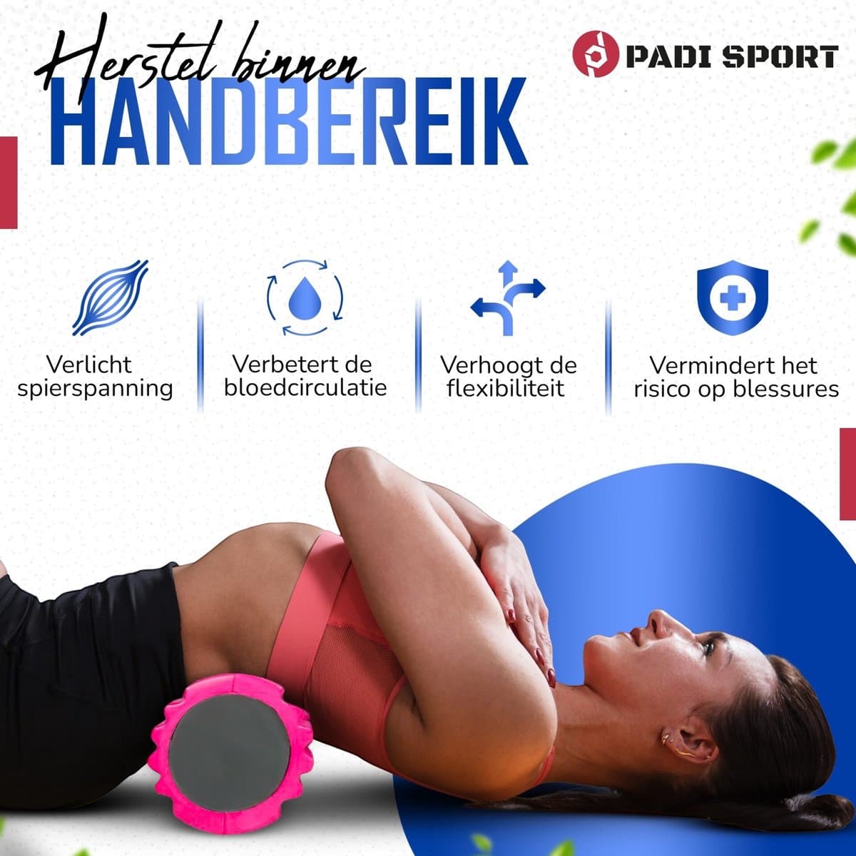 Padisport Foamroller 2 In 1 Voordeelset Roze - Foamrol - Massagerol - Rug Roller - Foam Rol - Foamroller Set - Foamrollers - Foamroller Trigger Point - Foamroller Rug