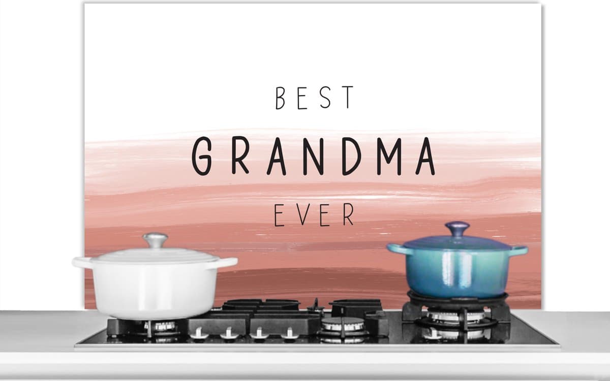 KitchenYeah Spatscherm 100x65 cm - Best Grandma Ever aluminium