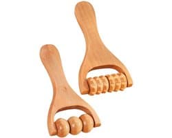 Houten Massage Roller Tool - 2 Stuks - Bindweefselmassages - Verbetert de houding - Massageapparaten - Relax - Voor Rug Nek Schouder Buik Taille Armen en Benen