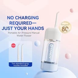 Productfoto van Draagbare mondirrigator - Handmatige waterflosser met luchtdruktechnologie voor tandenreiniging - Reisvriendelijk ontwerp