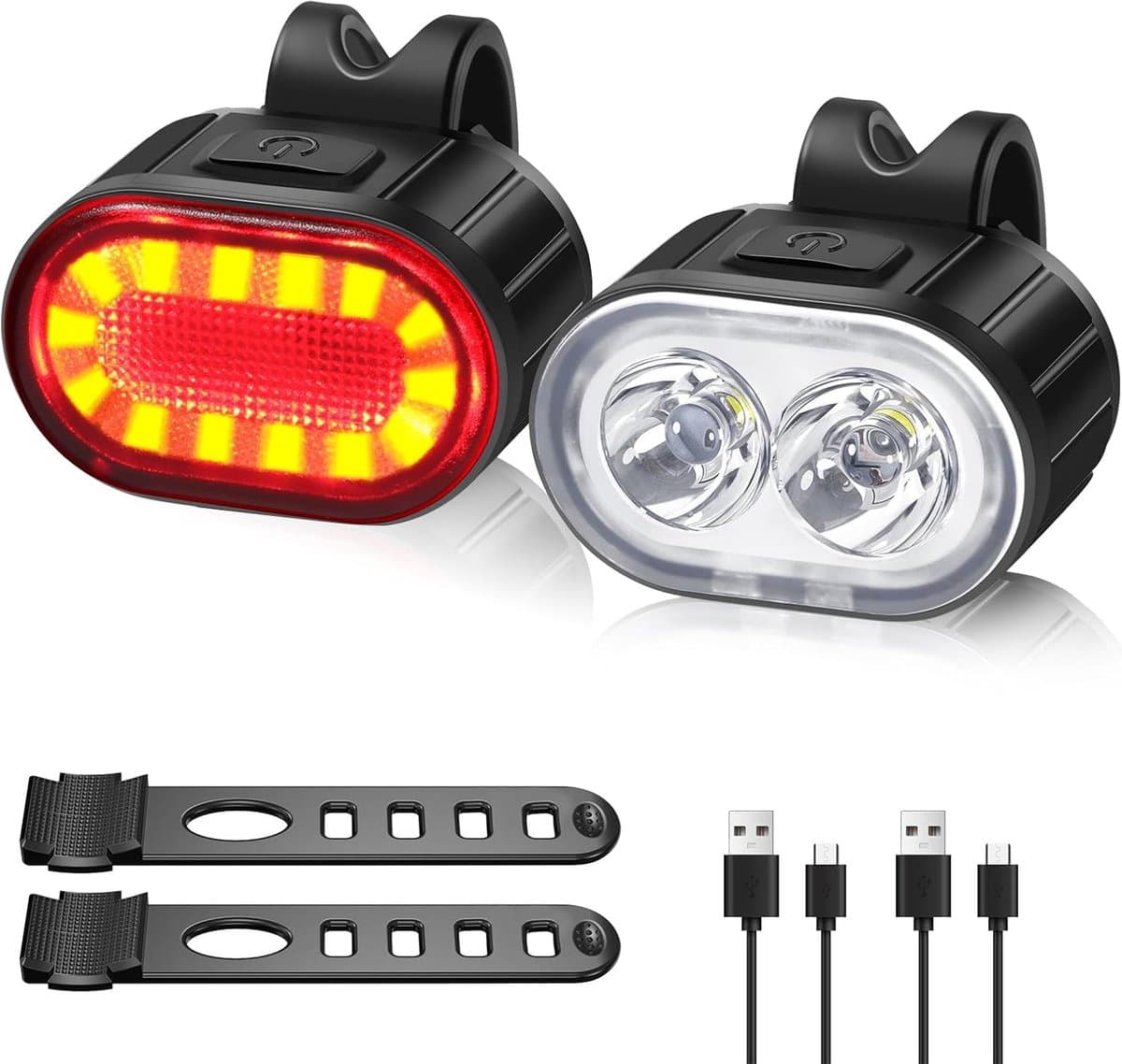 Fietsverlichting Set - Voor en achter - Veilig Fietsen - USB Oplaadbaar - IPX4 Waterdicht - Zwart - afbeelding 1