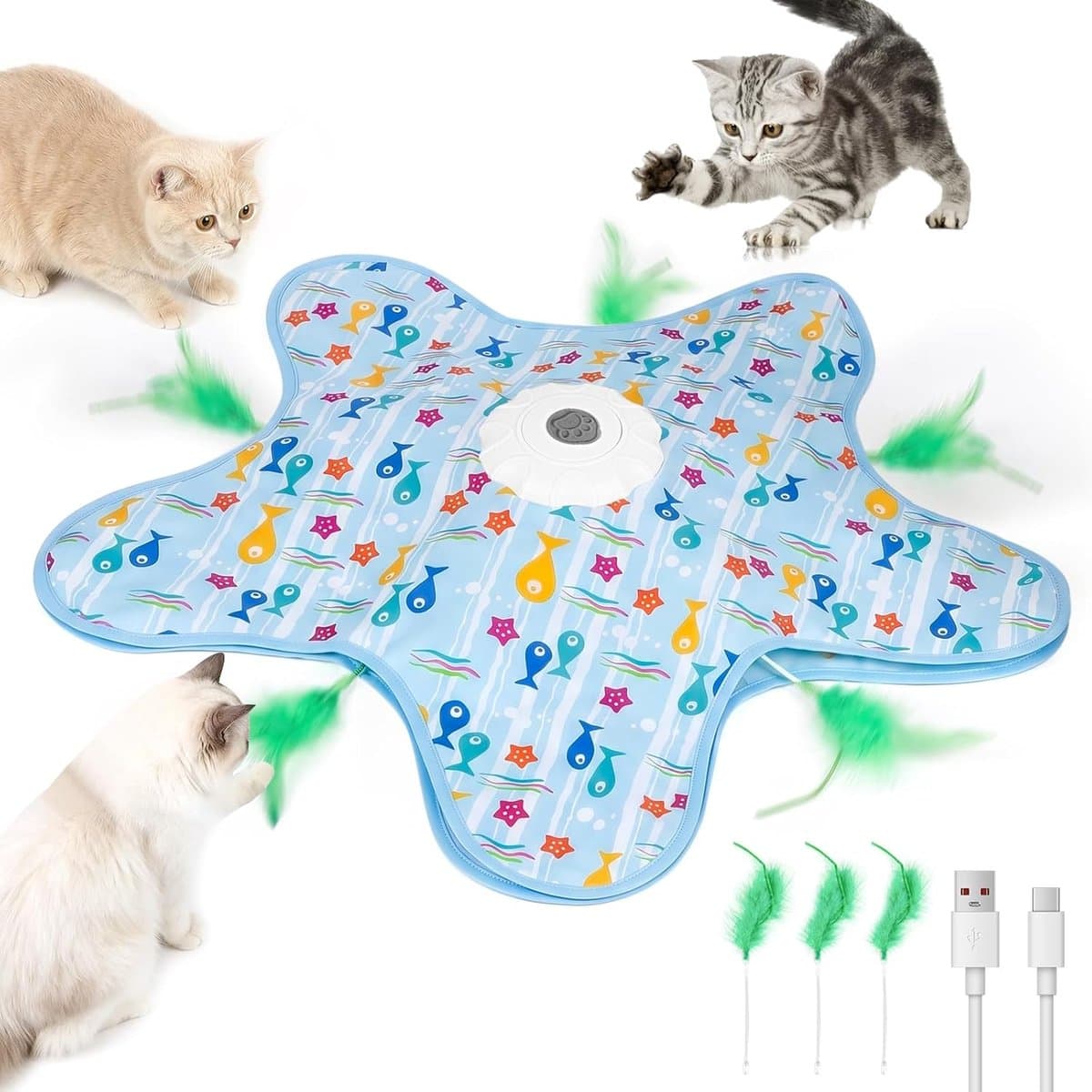 Interactief Kattenspeelgoed - Verstoppertje Katten Speelgoed - kattenspeeltjes - Katten speelgoed - Oplaadbaar met Sensor en 3 Verenstokjes