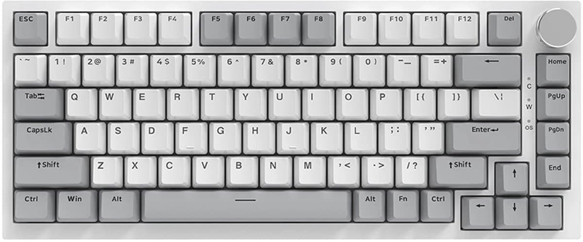 Ajazz AK820 – Mechanisch Toetsenbord 75% – Bedraad USB-C Gaming Keyboard – Hot Swap – Compact QWERTY – 82 Keys – Wit/Grijs