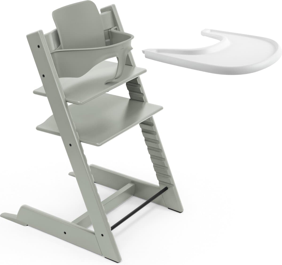 Stokke Tripp Trapp-kinderstoel (Glacier Green), Stokke-dienblad (wit) - Incl. Tripp Trapp-stoel, babyset 2 voor kinderen van 6-36 maanden en Stokke-dienblad - Verstelbaar, ergonomisch en gemakkelijk schoon te maken