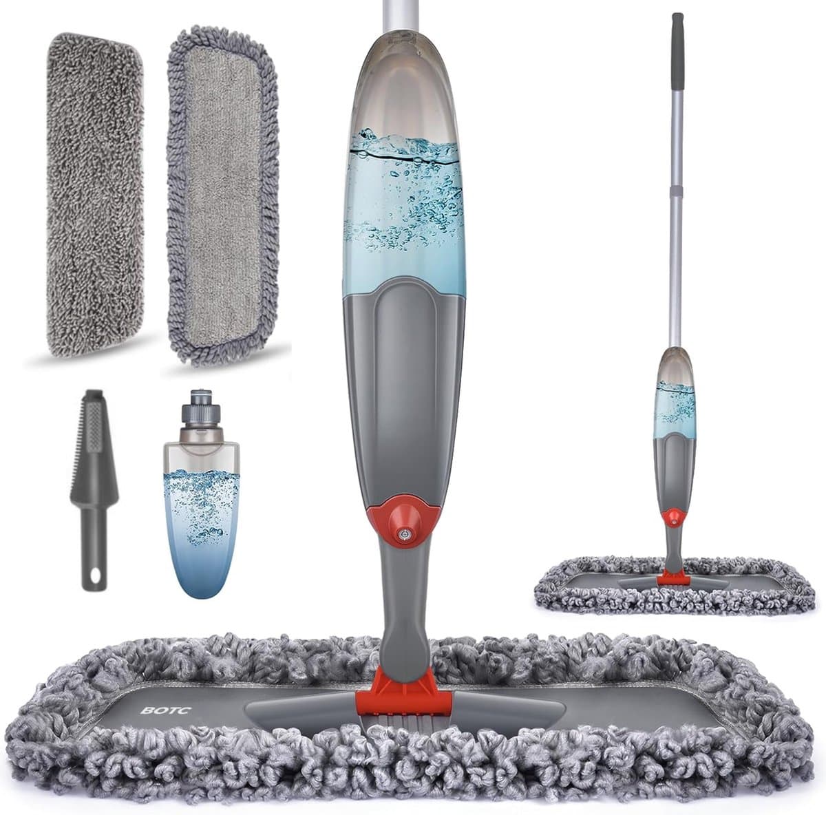 BOTC Dweil - 2 IN 1 Mop - Dweilsysteem - Dweilset Met Spray functie - Dweilen zonder Emmer - Vloerreiniger - Grijs