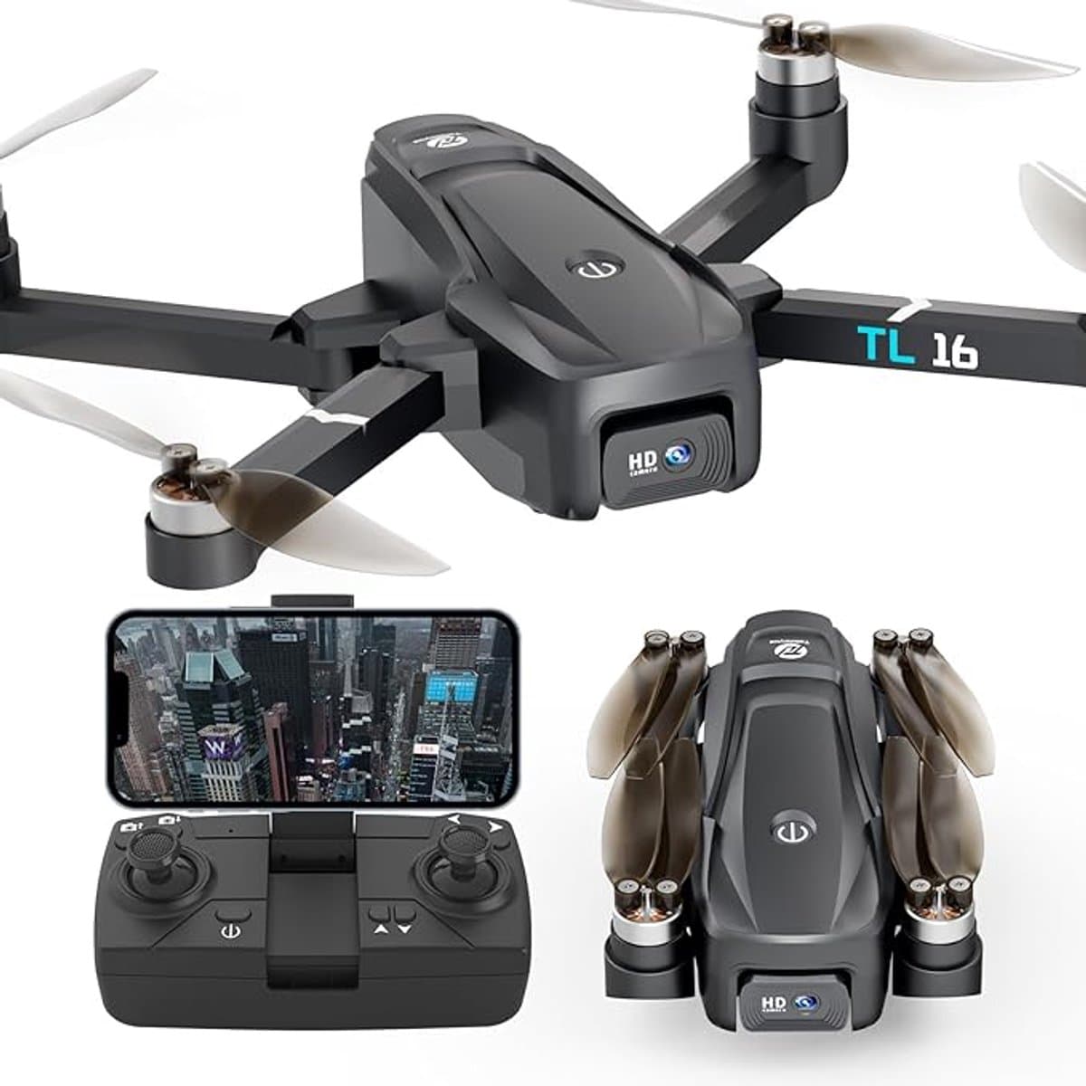 Opvouwbare drone met 1080P-camera (elektrisch verstelbaar) – borstelloze motoren – FPV live-beeld via app – 2 camera’s + optische flow – 360° flips – headless & hoogtehoud – voor beginners & volwassenen - afbeelding 1