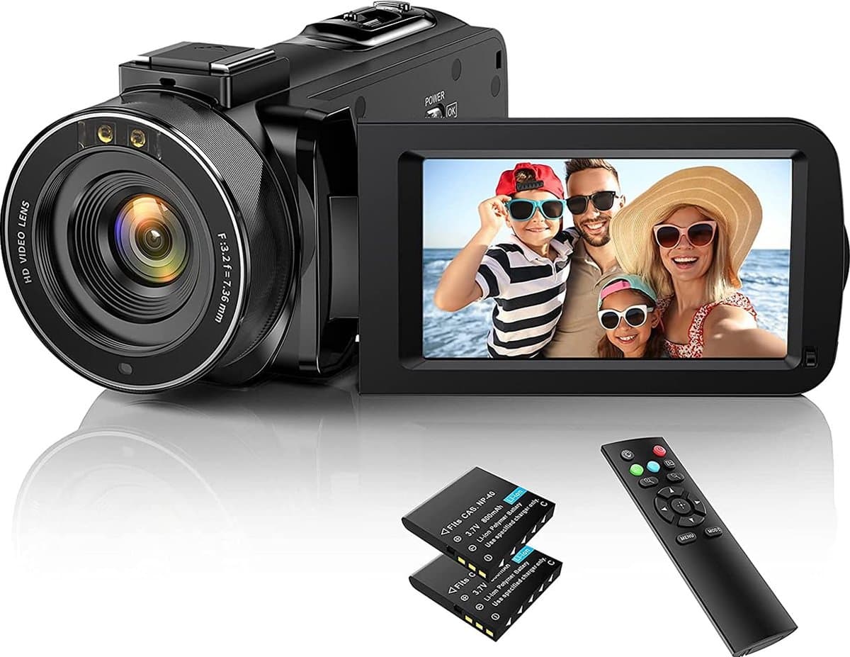 Digitale Camcorder voor Beginners - Full HD Videocamera voor YouTube en Vlogging - Inclusief Extra Batterijen - Handheld Video Recorder met Beeldstabilisatie - 3 Inch LCD Scherm - Draagbaar en Gebruiksvriendelijk