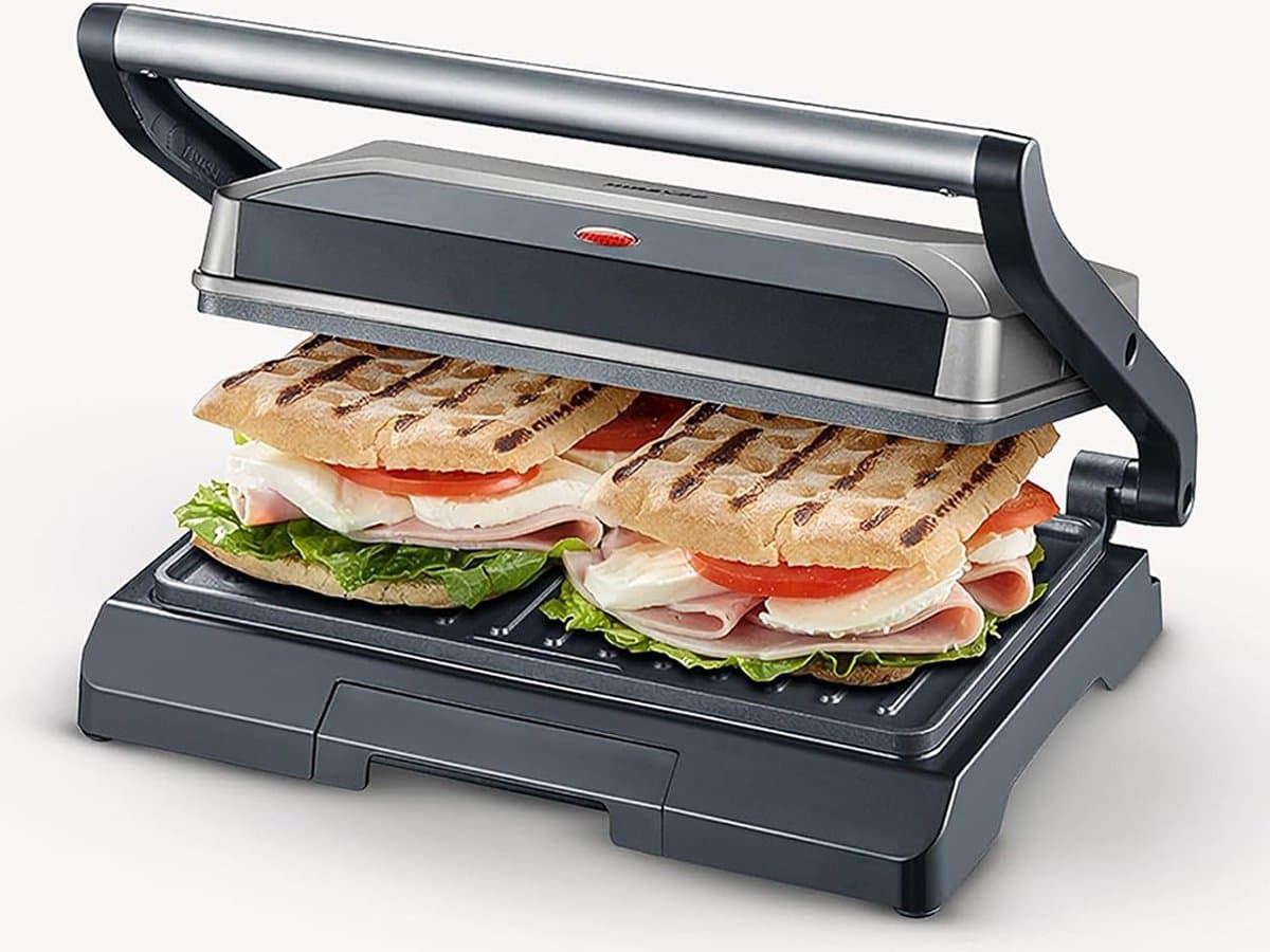 DailySupplies® Contactgrill - Tosti Apparaat - Tosti-ijzers - Panini Grill - Zwart met Zilver