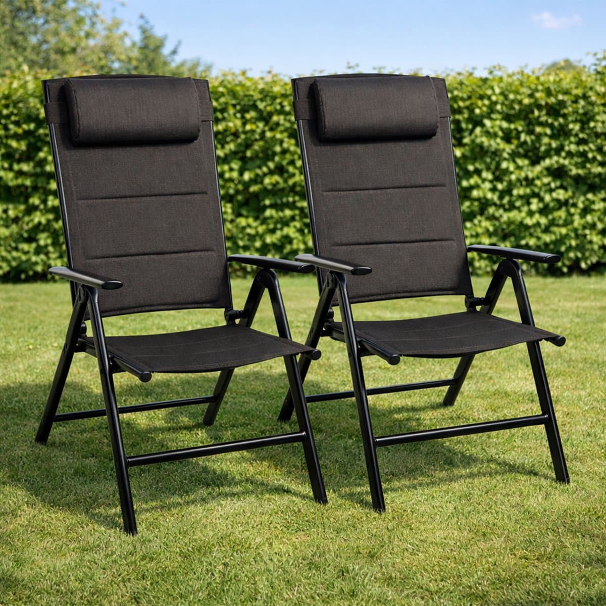 FlinQ Luma Verstelbare Aluminium Tuinstoelen 2x - Weerbestendig Tuinmeubelen - Set van 2 Relax Stoelen - Ideale Campingstoel - Ook voor Tuin of Balkon