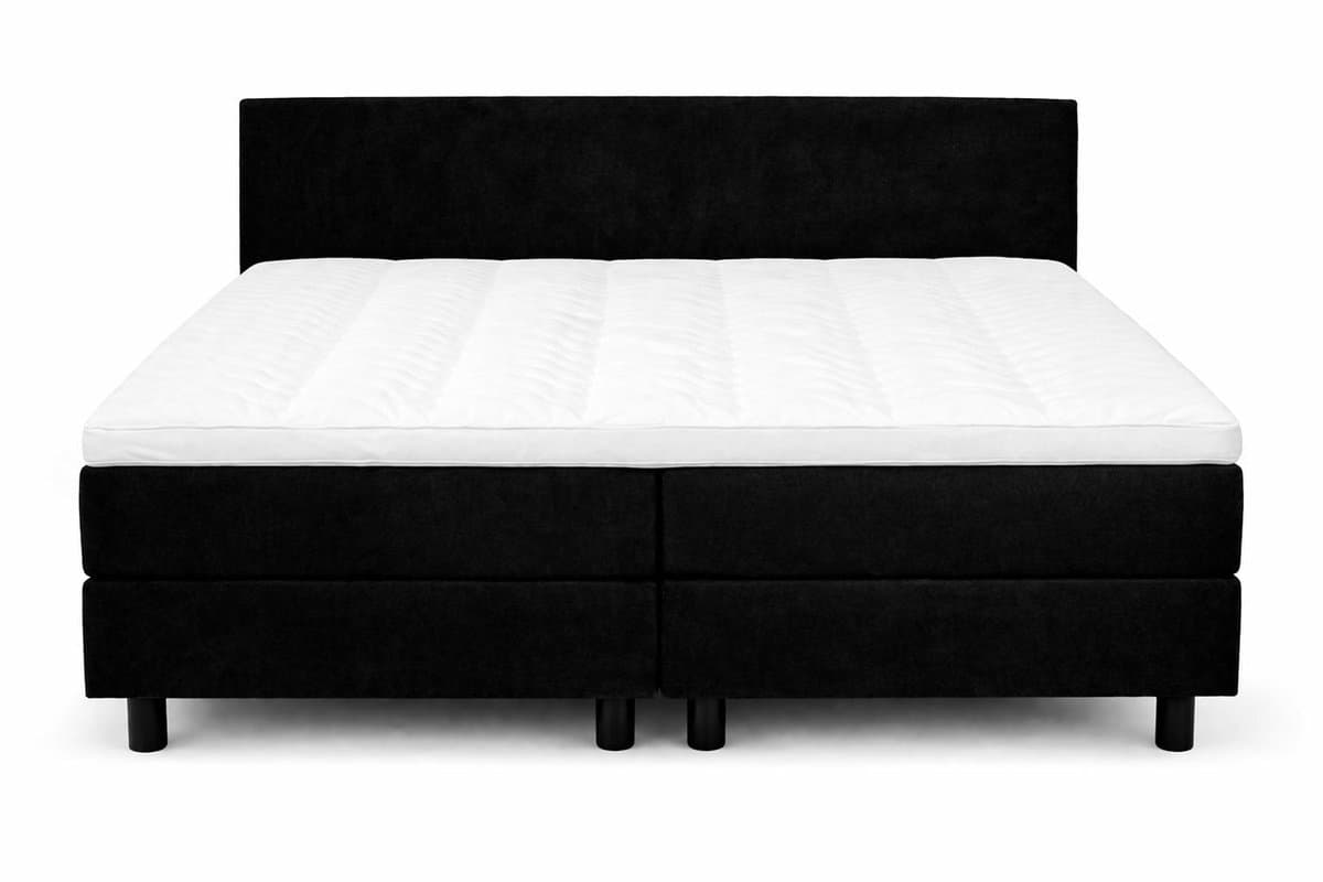 Boxspring SleepEase - 160x200 Compleet - Zwart Glad - Golden Matrassen Zeeland