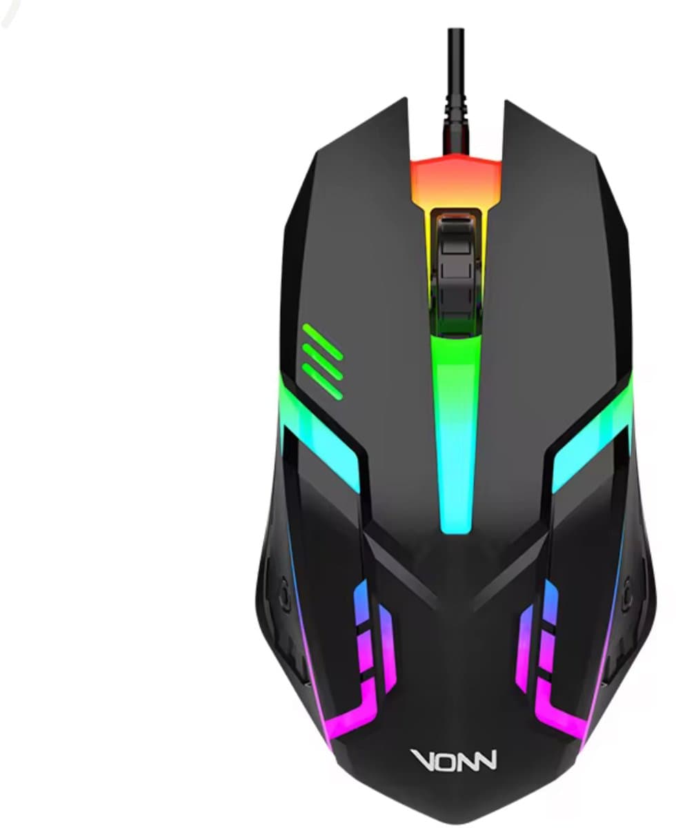 Gaming Muis RGB – V1 Bedrade USB Muis 1200 DPI – Ergonomische Optische Game Mouse – Voor PC, Laptop & Windows/Mac – Zwart - afbeelding 1