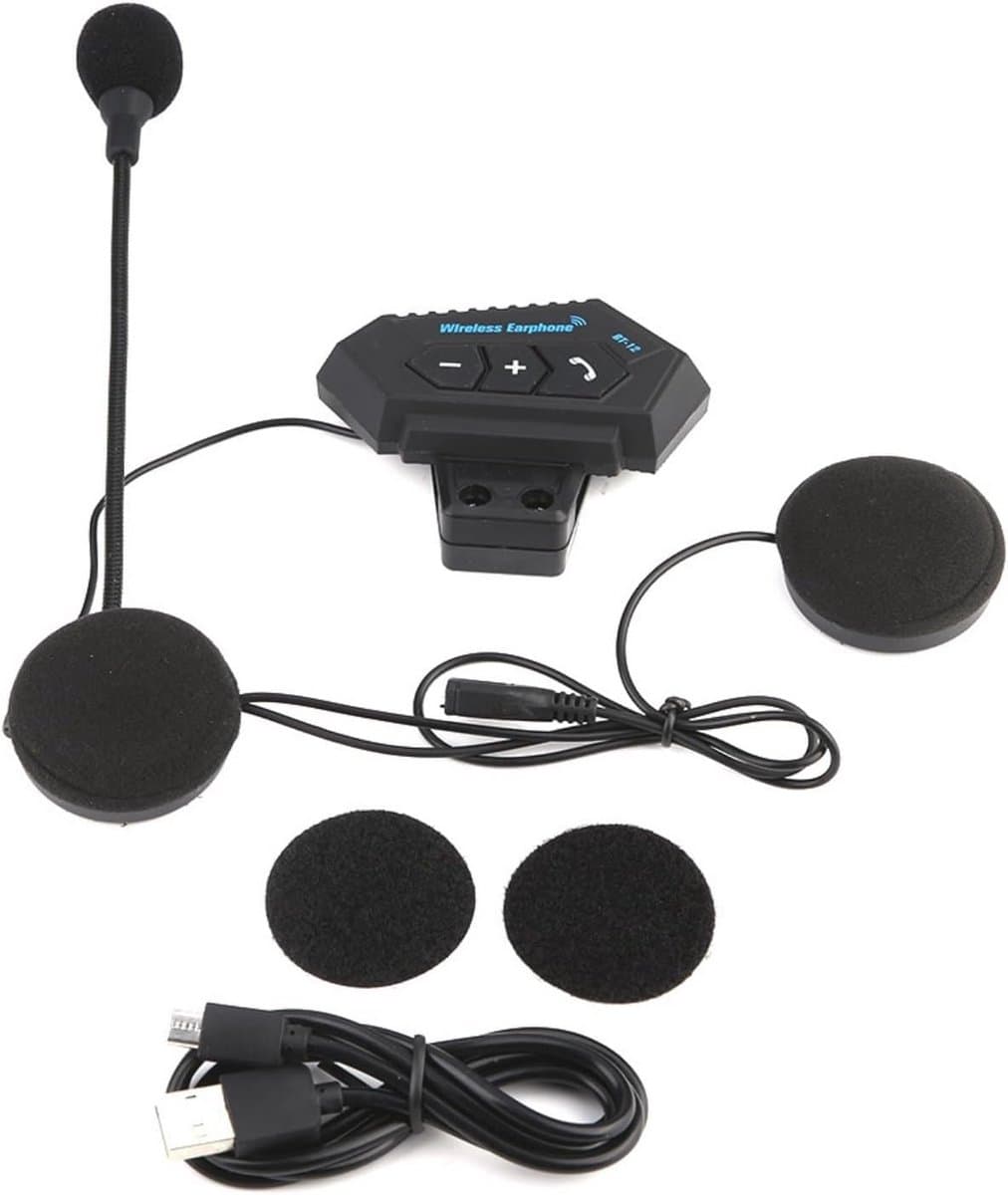Ultradunne Bluetooth Headset voor Motorhelmen - Handsfree Bellen en USB Opladen