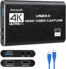 Productfoto van Daroyx® VCC4K Pro2 Video Capture Card - USB-A 3.0 - HDMI 4K@60Hz - Game Capture voor PC, Mac, PS4, PS5, Nintendo, Xbox en meer - Zwart