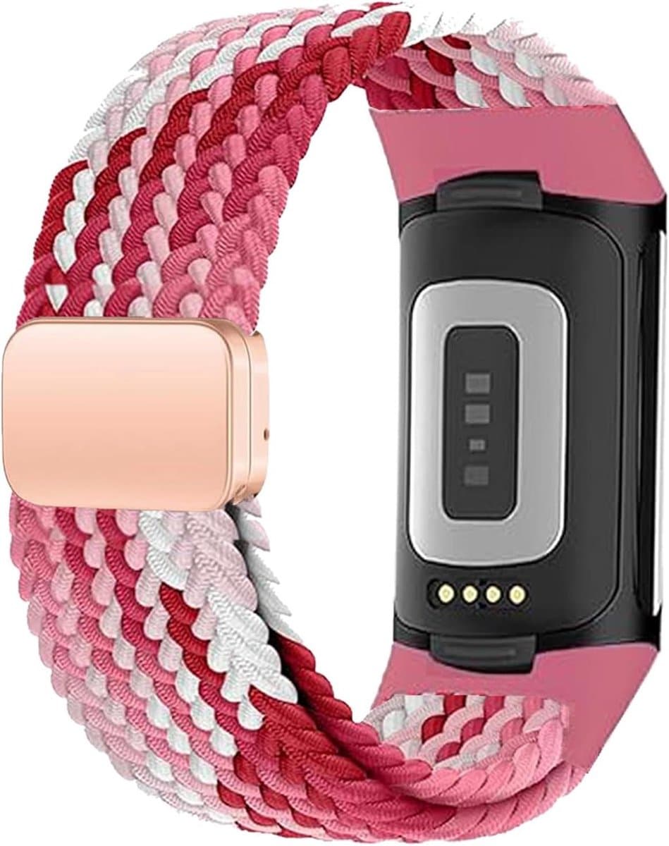 Sundara Braid Nylon Compatibel Fitbit Charge 6 Horlogebanden Magnetische Rekbare Stof Zachte Lus Bandjes Verstelbare Polsband Fitbit Charge 5 Band/Charge 6 Fitness Tracker Vervangende Vrouwen Mannen