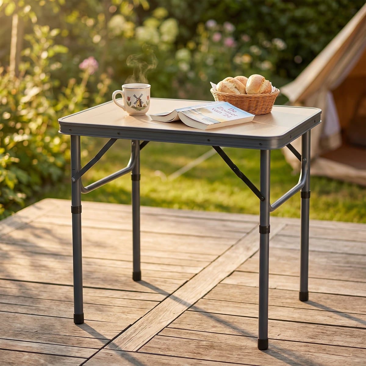 Lomera Campingtafel Hoogte Verstelbaar - Inklapbaar - Opvouwbaar - Kampeertafel - Klaptafel - Vouwtafel - Bijzettafel - Picknicktafel - Lichtgewicht - Draagbaar voor Camping - voor Buiten - voor Tuin - voor Picknick