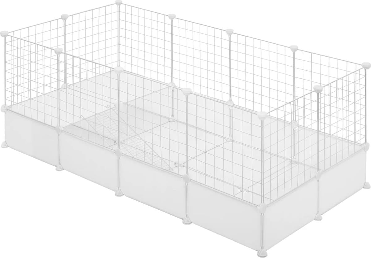 Happyment Knaagdierenren Ziva - Ren hoog - Verstelbaar - Voor binnen - Kattenren - Dierenren - Puppyren - Kleine dieren - Kittens - Wit - 142x53x71 cm