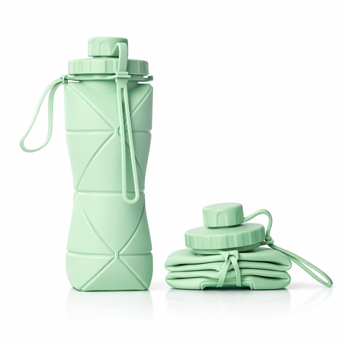 Opvouwbare waterfles 600 ml - Lekvrij - Ruimtebesparend - Compact - Hitte- en Koudebestendig - Inklapbaar - Siliconen - BPA-vrij - Ideaal voor sport, reizen en dagelijks gebruik