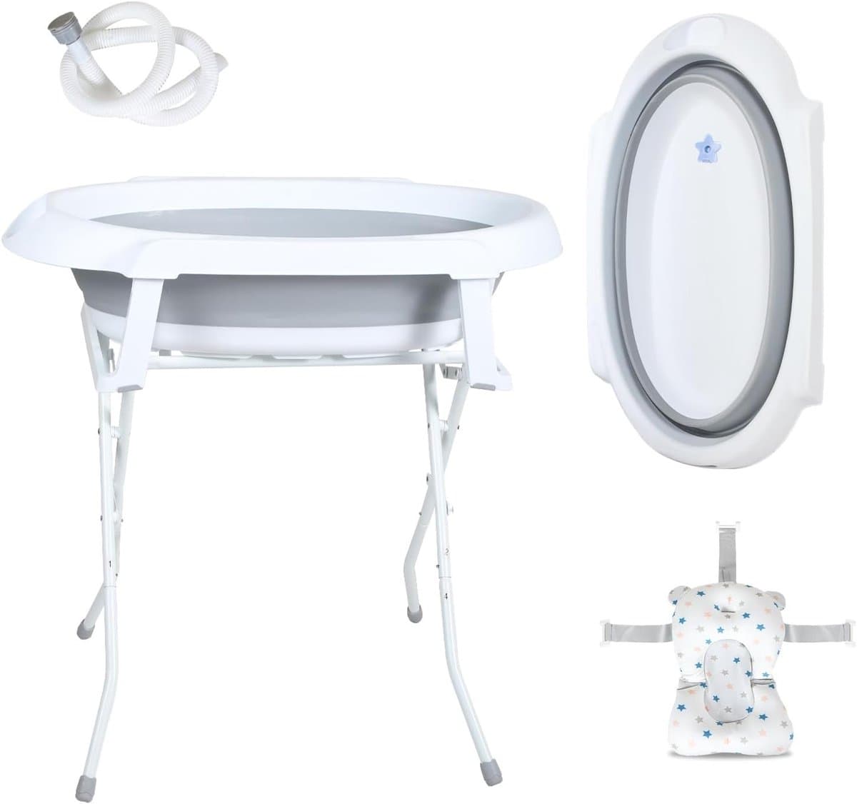 Opvouwbare babybadkuip - Inklapbaar badje - Baby badderen - Temperatuurstop indicator - 84.5 x 57.5 cm - Grijs
