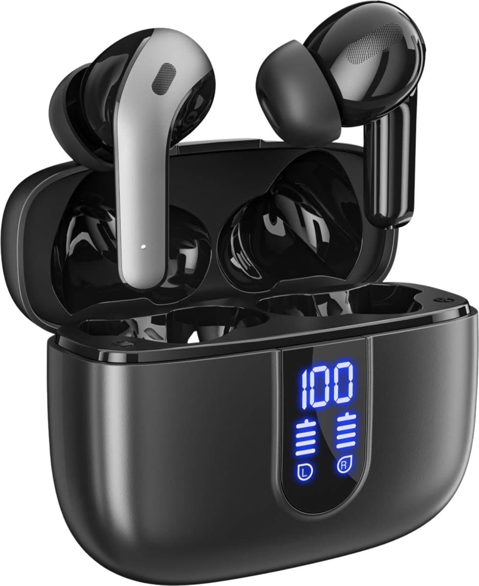 PrimeSound P-10 Draadloze Oordopjes - Bluetooth 5.3 - 30 Uur Afspeeltijd - IPX5 Waterdicht - Touch Bediening - Zwart