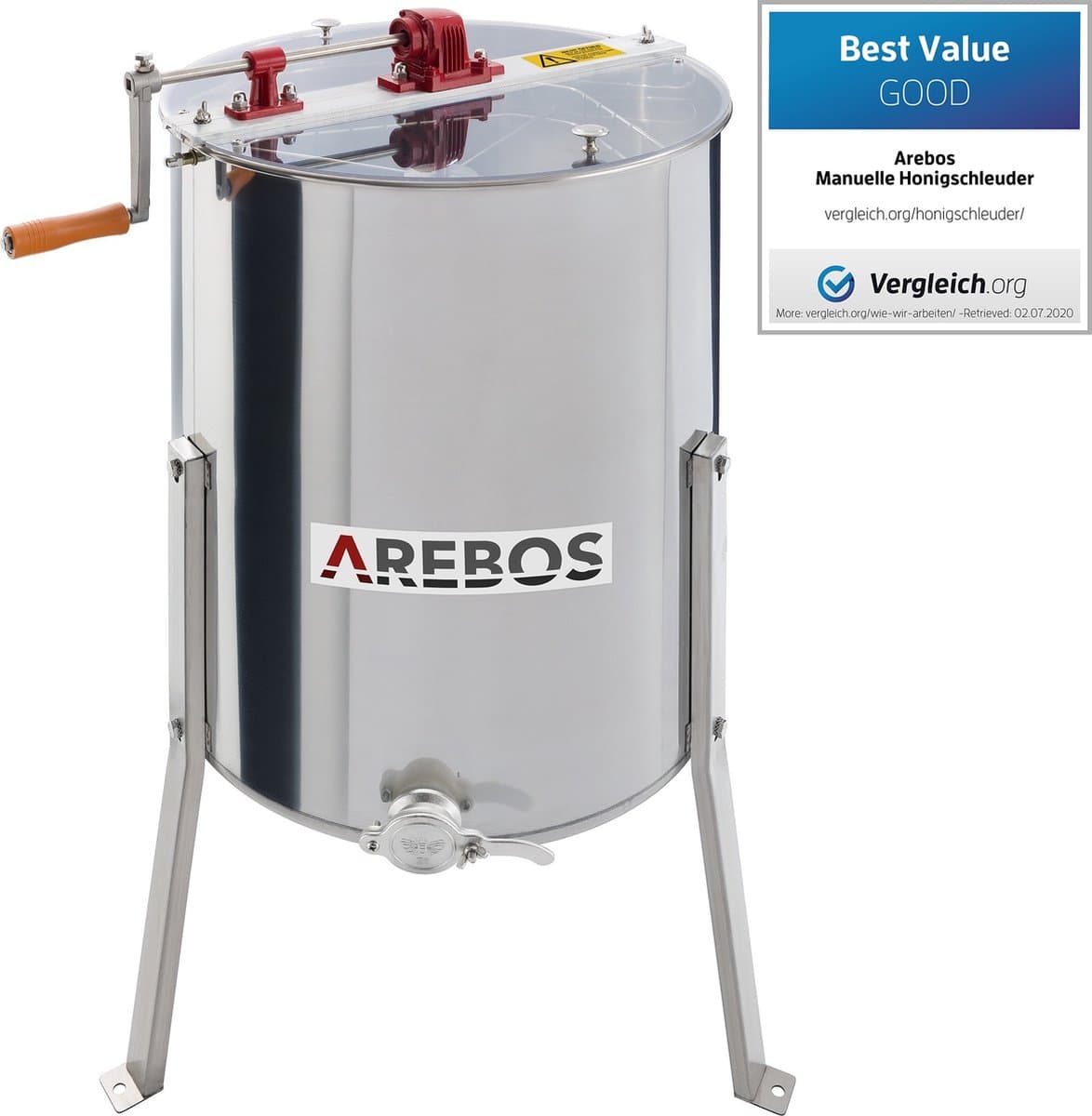 AREBOS Honing Extractor - Honing Centrifuge - Roestvrij Staal - Handmatig - voor 4 honingraatjes 26 x 42cm