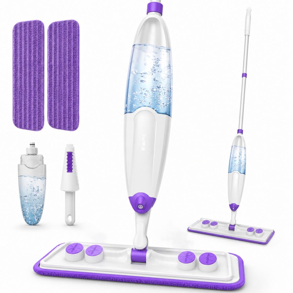 BOTC Dweil - 2 IN 1 Mop - Dweilsysteem - Compatibel met stofwisdoeken - Dweilset Met Spray functie - Dweilen zonder Emmer - Vloerreiniger - Paars