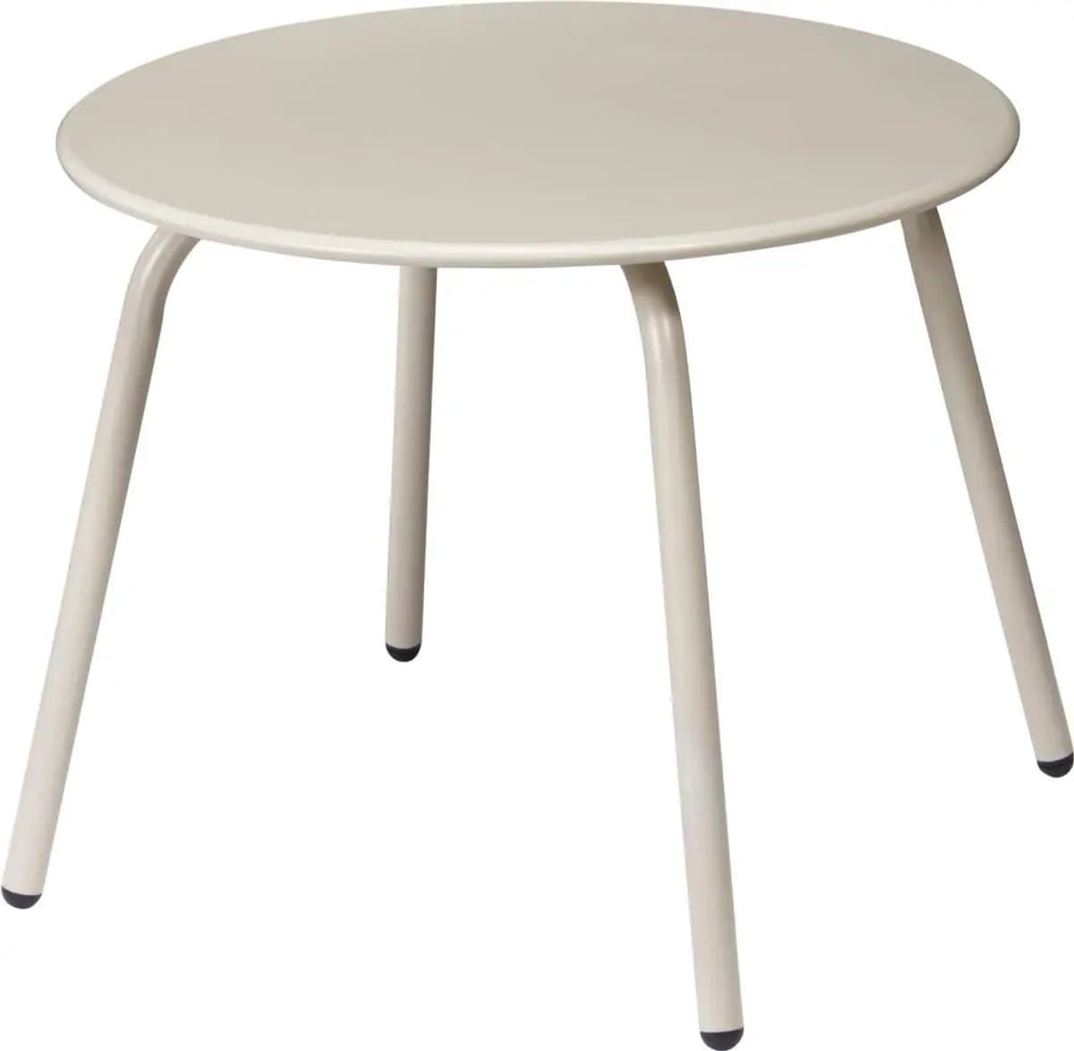 Pro Garden Tuin bijzettafeltje - beige - metaal - Dia 50 cm - rond - koffietafel - tuinset tafel