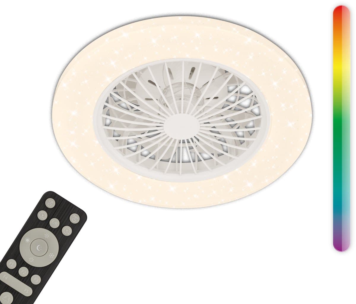 BRILONER Tuulentin A - Plafond ventilator met verlichting - LED plafondlamp met ventilator en RGB-verlichting - plafondventilator dimbaar - 5 snelheden - Ø48,5cm - wit
