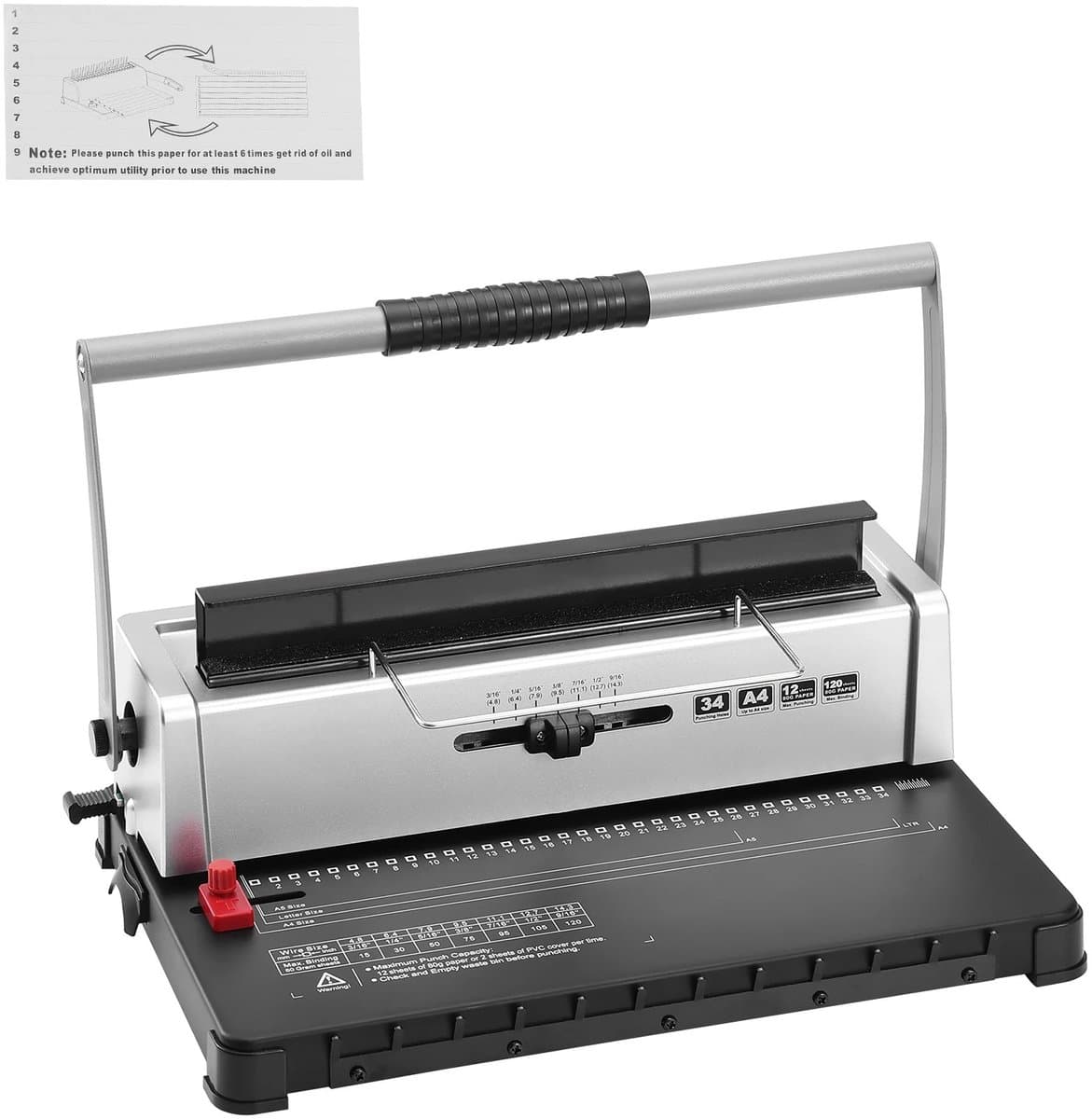 Novari - Spiraalbind machine - Inbindmachine - 34-gaats ponsmechanisme - Verstelbare marges - Nauwkeurige consistente perforatie