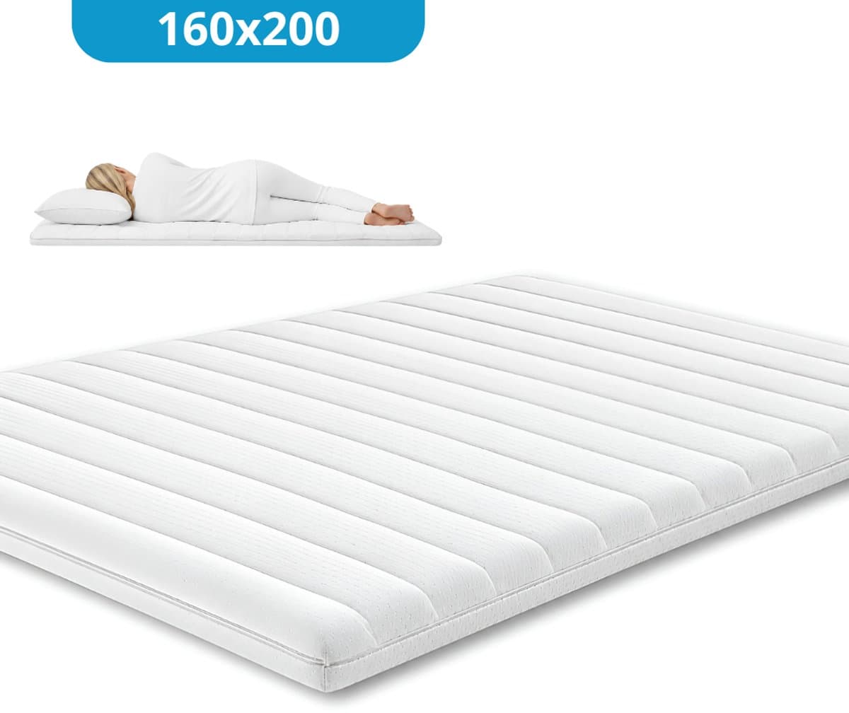 Maan matras® - Topper 160x200 - Topmatras - Topdekmatras - 8cm dik - HR Koudschuim - Afritsbaar en wasbaar - Medium Hardheid - Matrastopper - Topper Hotel XL